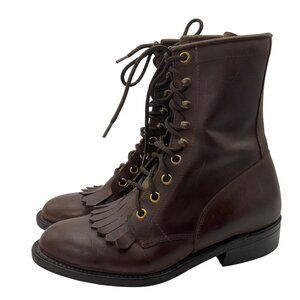 VTG Biltrite Golden Rebel 5 Brown Leather Lace-Up Boots FringeCountry Equestrian